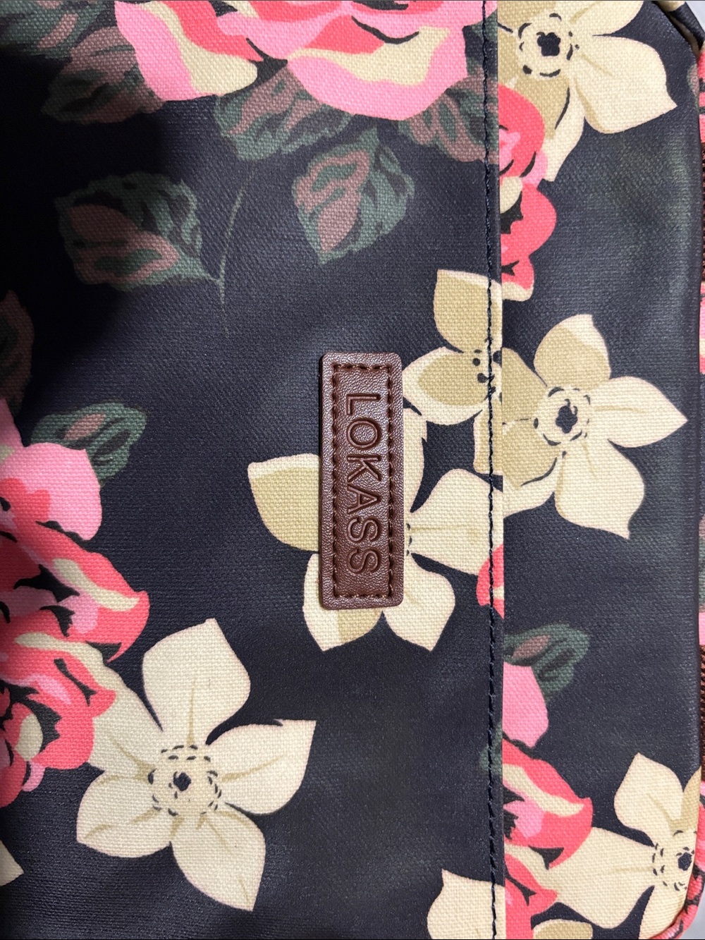 Floral Tote Bag in Black with Pink & Cream Flowers